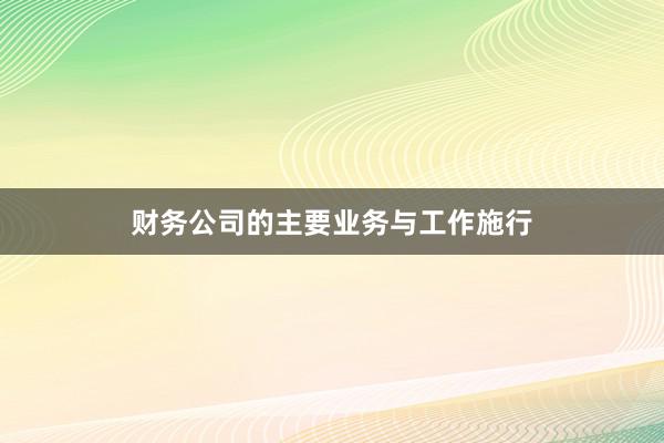 财务公司的主要业务与工作施行